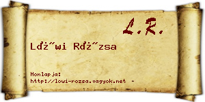 Löwi Rózsa névjegykártya